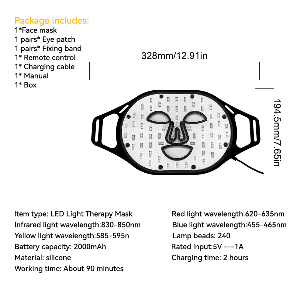 Premium 4 Color LED Light Therapy Mask – Red & Infrared Anti-Aging Silicone Photon Mask, Flexible & Soft Design for Face 