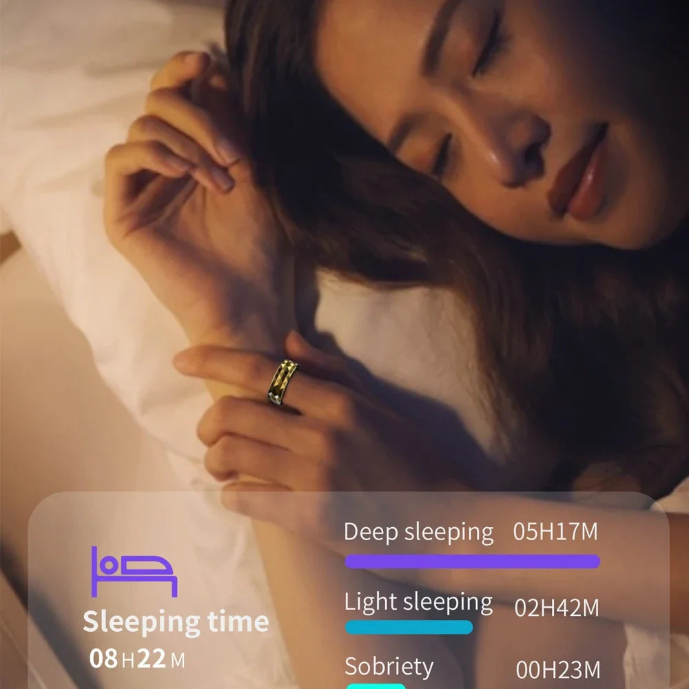 Premium Smart Ring for Health & Sleep Monitoring – 5ATM Waterproof, Heart Rate & Blood Oxygen Tracking, Multi-Sport Modes, 