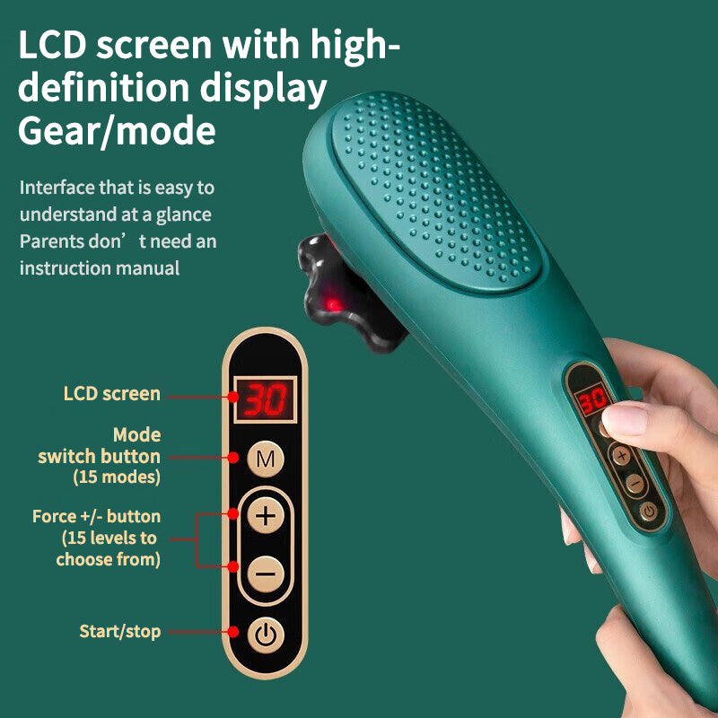 Premium Electric Massage Hammer Stick - Wireless Handheld Heating Vibration Instrument for Cervical Vertebra, Waist, and Back