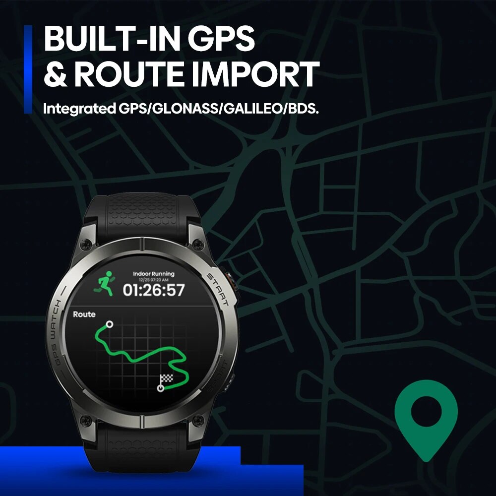 Premium GPS Sports Smartwatch for Men - 1.43” AMOLED, Built-in GPS, 100+ Sports Modes, Health Tracking, 18-Day Battery, 
