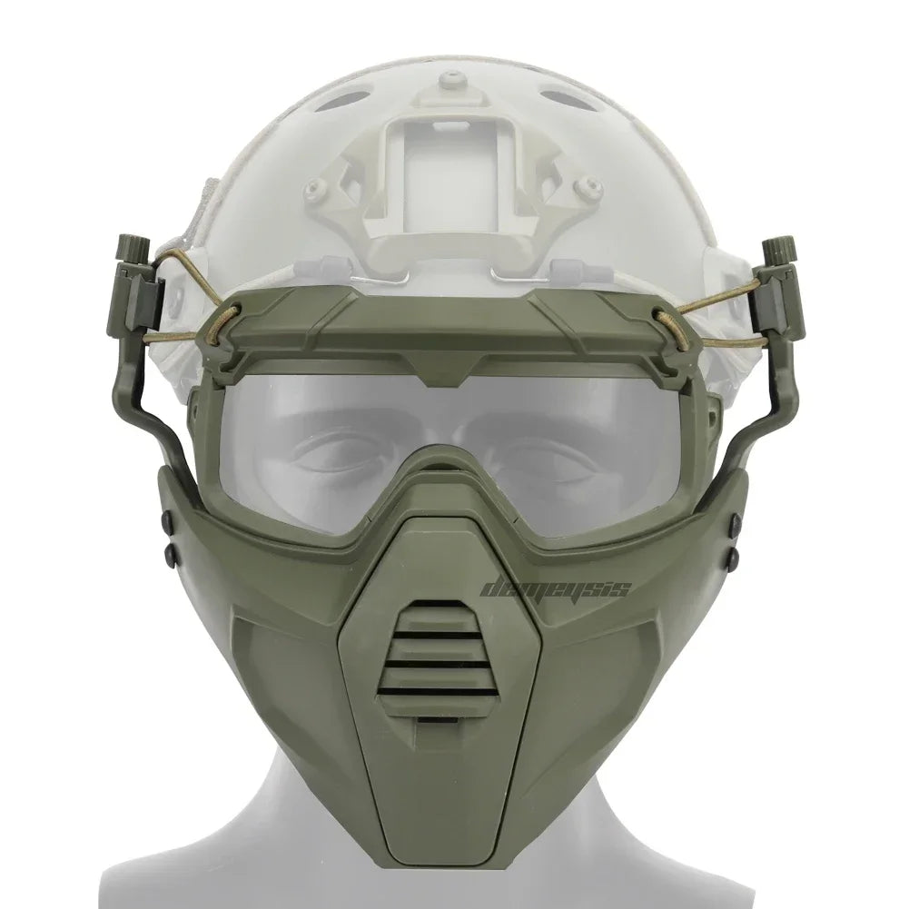 Premium Tactical FAST Helmet Half Face Mask with Flip Goggles – Hunting, Airsoft, Paintball Mask, Helmet Accessories for 