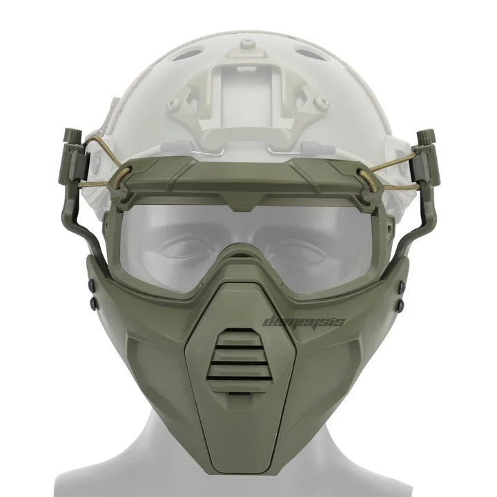 Premium Tactical FAST Helmet Half Face Mask with Flip Goggles – Hunting, Airsoft, Paintball Mask, Helmet Accessories for 