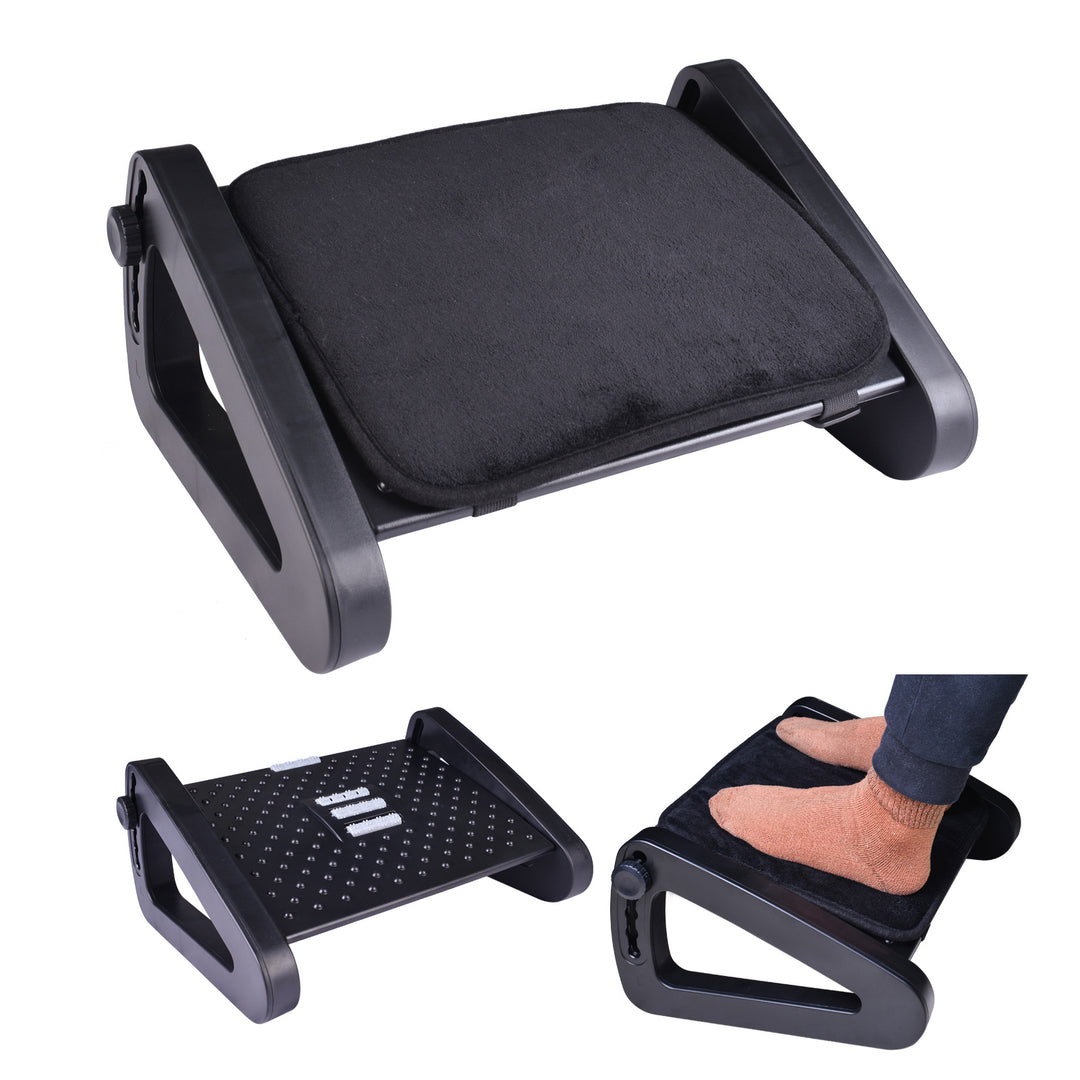 Premium Ergonomic Under Desk Footrest with Massage Surface, 6-Height Adjustable Foot Stool, Non-Slip Design for Office &  