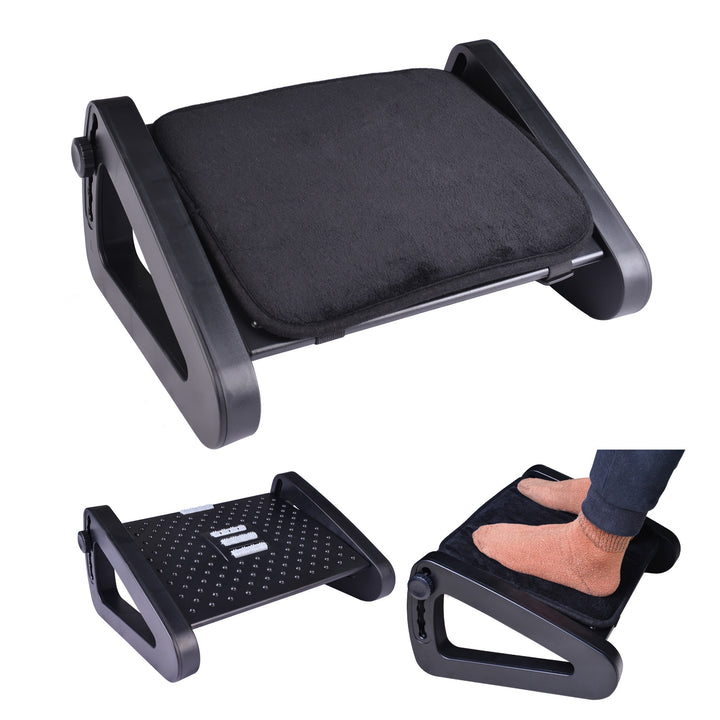 Premium Ergonomic Under Desk Footrest with Massage Surface, 6-Height Adjustable Foot Stool, Non-Slip Design for Office &  