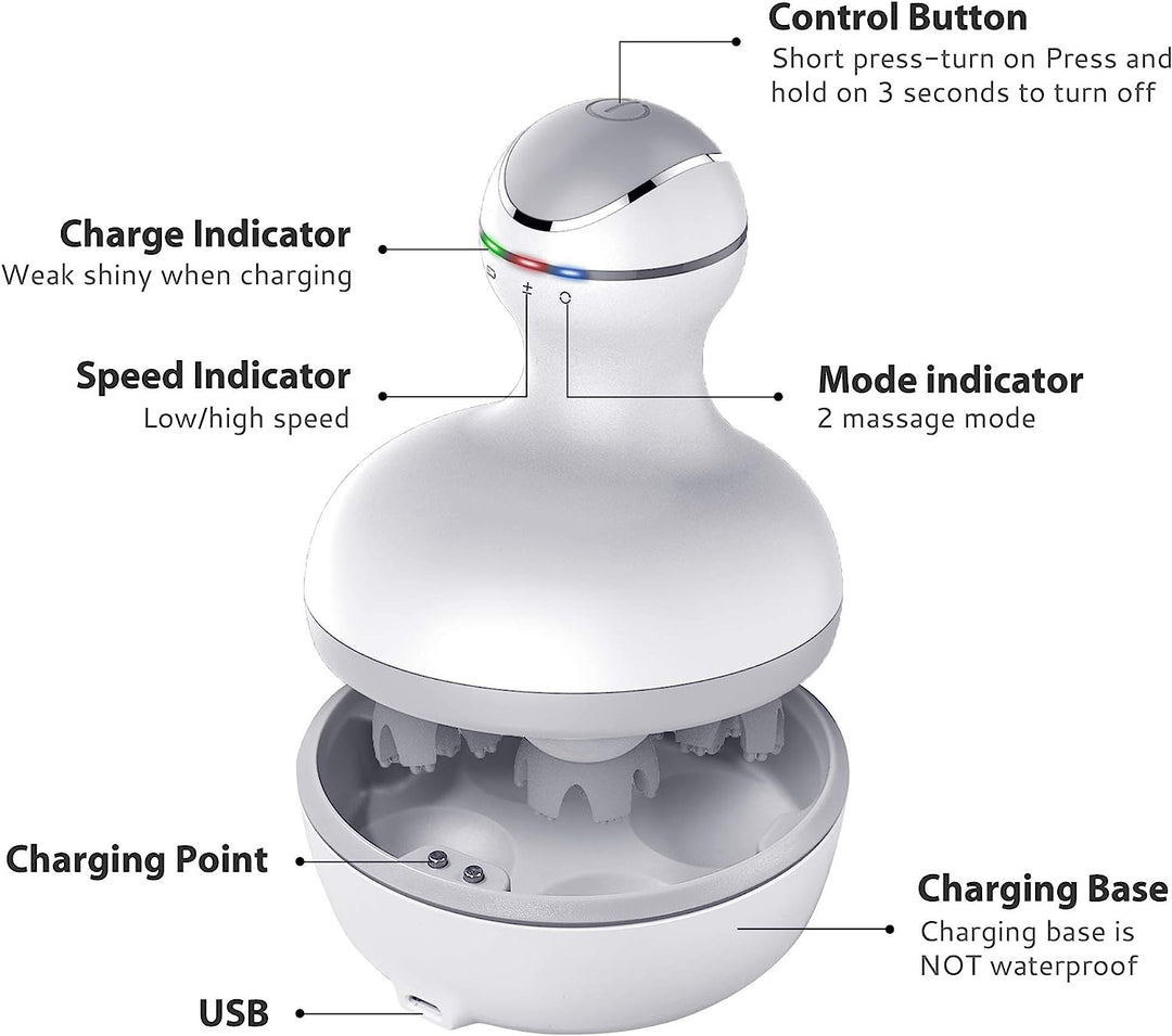 Premium Electric Cordless Scalp Massager for Hair Growth, Deep Clean, and Stress Relief – Rechargeable, Waterproof, 4 Modes,