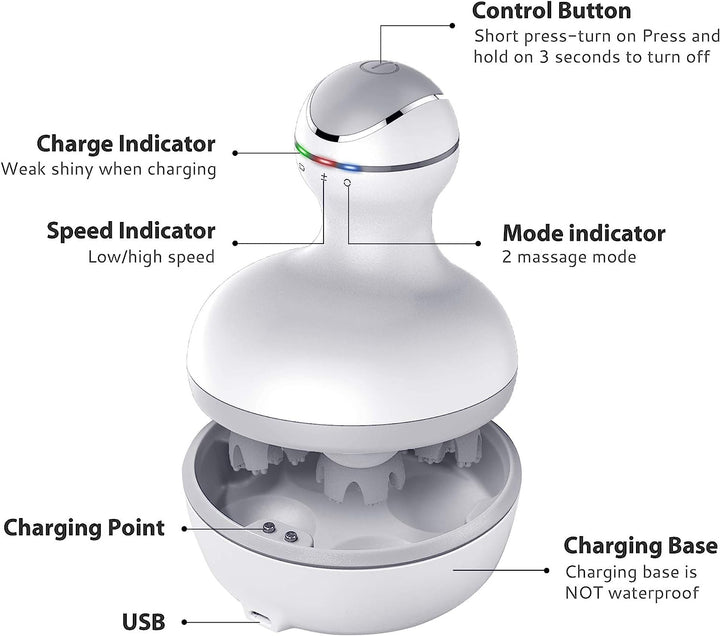 Premium Electric Cordless Scalp Massager for Hair Growth, Deep Clean, and Stress Relief – Rechargeable, Waterproof, 4 Modes,