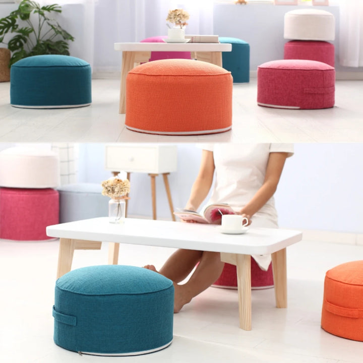 Premium Round High-Strength Sponge Seat Cushion – Comfortable Tatami Meditation & Yoga Pad – Removable Linen Cove