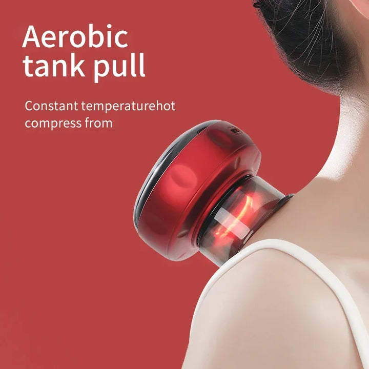 Premium Electric Cupping Therapy Set – Rechargeable Gua Sha Massager, 12-Level Vacuum Suction, Fat Burning & Slimming, Red 