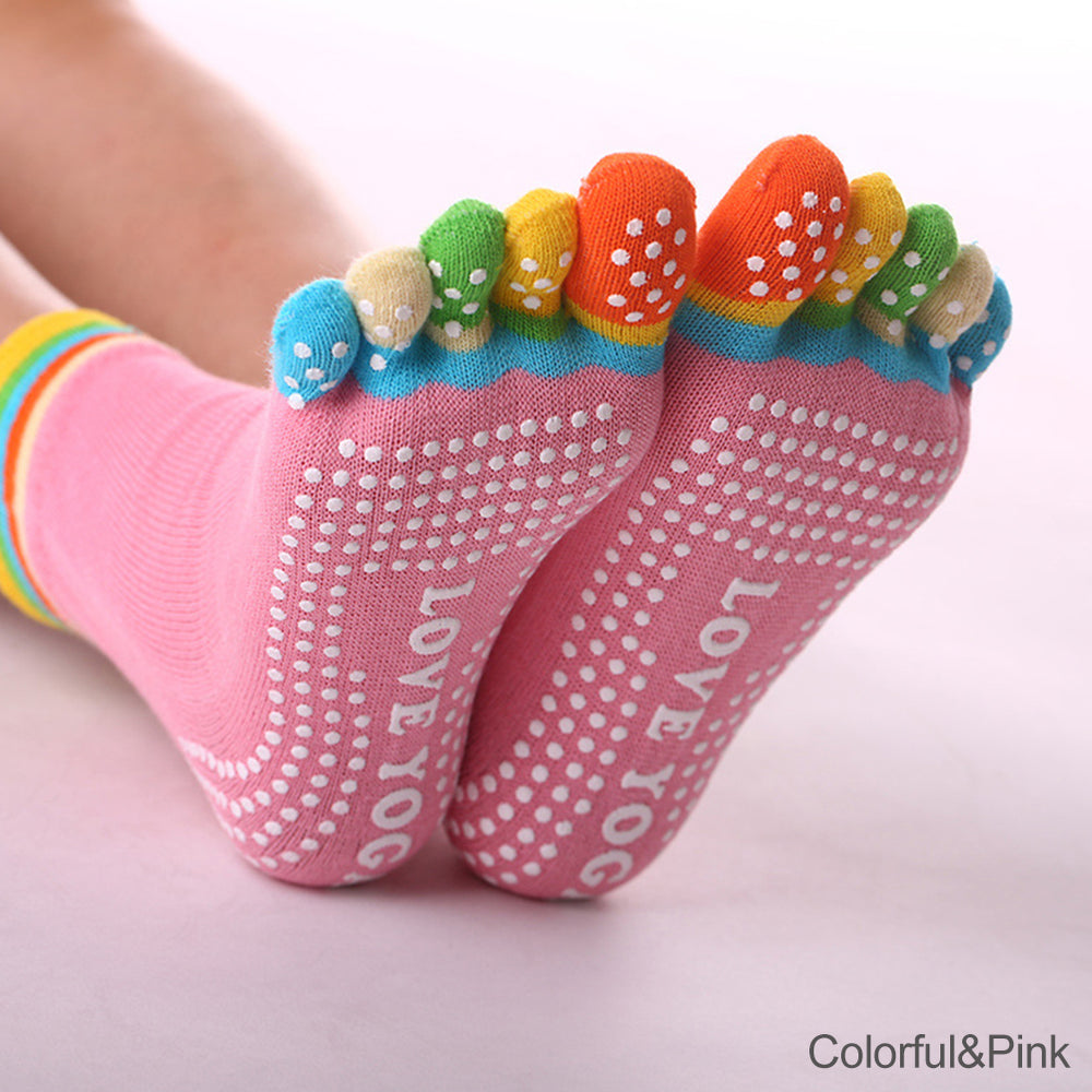 Premium Non-Slip Five-Toe Yoga Socks for Women – Colorful, Breathable, Cotton Dance & Sports Socks with Anti-Slip Grip