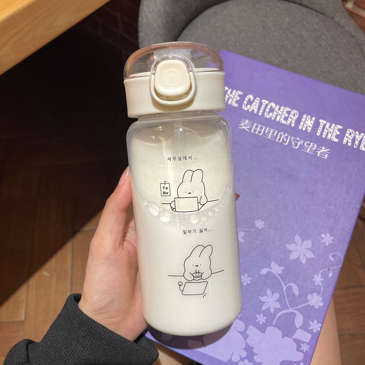 Premium 600ml Eco-Friendly Water Bottle with Straw - Large Capacity, Drop-Resistant, Portable PC Plastic Cup for Home, 