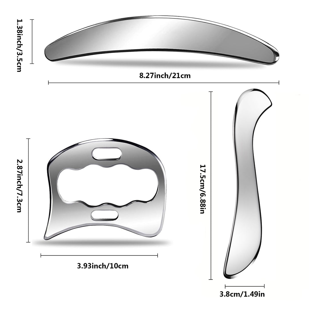 Premium Stainless Steel Gua Sha Massage Tool Set - Myofascial Release Scraper for Muscle Pain Relief, Blood Circulation, and 