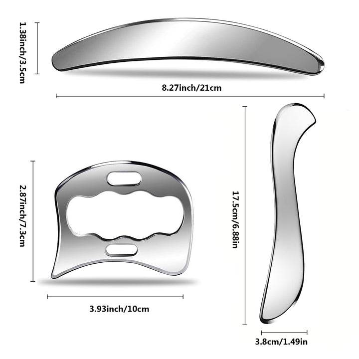 Premium Stainless Steel Gua Sha Massage Tool Set - Myofascial Release Scraper for Muscle Pain Relief, Blood Circulation, and 