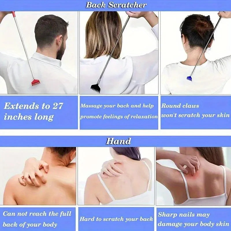 Premium Back Extendable Scratcher - Telescopic Body Massage Claw for Muscle Relaxation, Anti-Itch Relief, and Retractable 