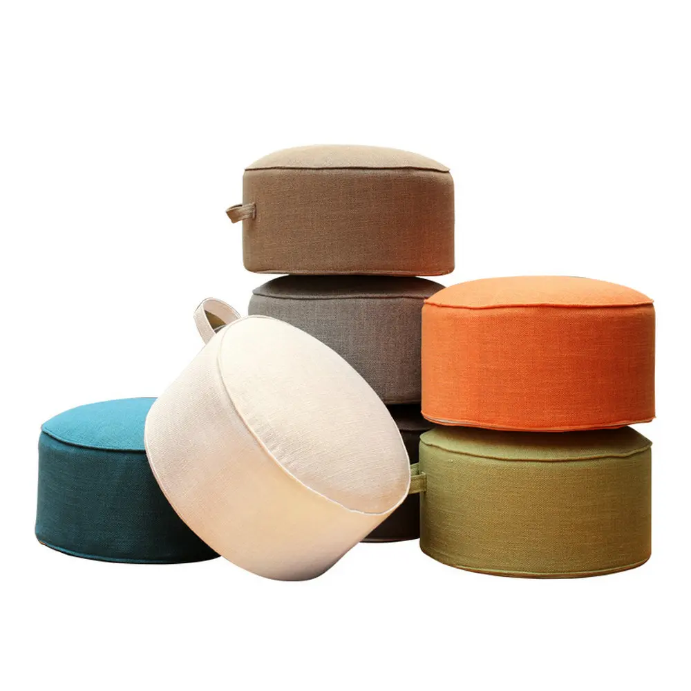 Premium Round High-Strength Sponge Seat Cushion – Comfortable Tatami Meditation & Yoga Pad – Removable Linen Cove