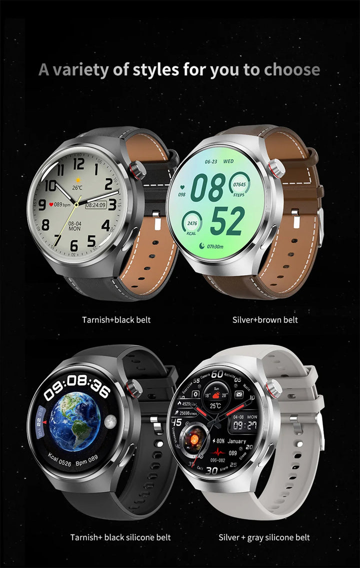 Premium GPS Smart Watch for Men & Women | 360° AMOLED Display, NFC, Bluetooth Call, IP68 Waterproof, Heart Rate Monitor, Fitness Tracker, Sleep Monitoring, Multi-Sport Modes