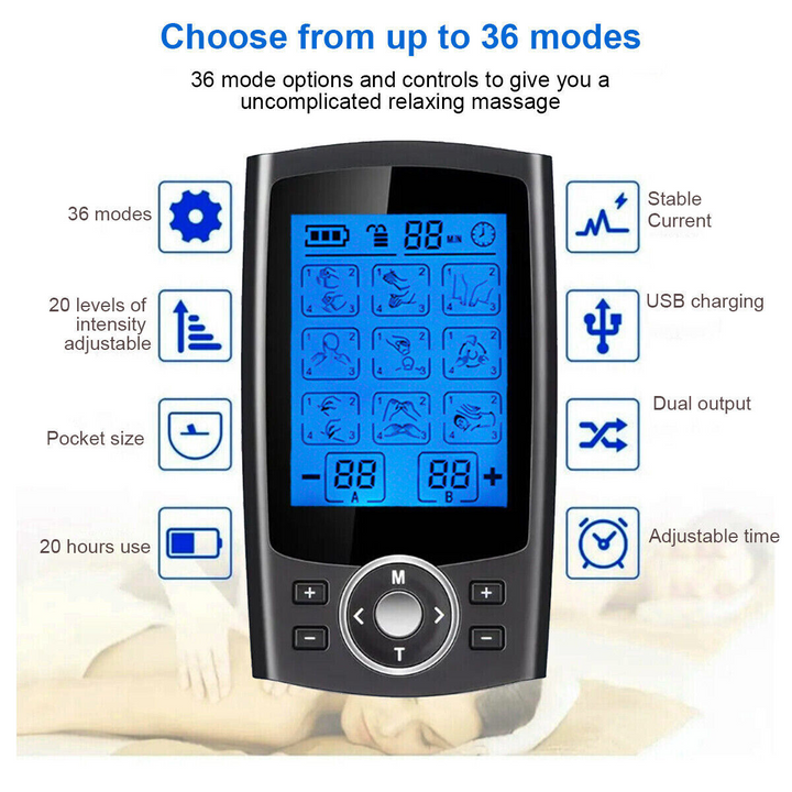 Premium Adjustable Electric Muscle Massager - Slimming Machine with 24 Modes, Rechargeable Design, and Intensity Control for 