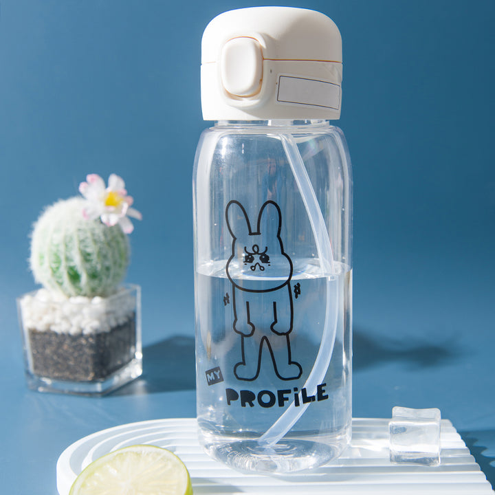 Premium 600ml Eco-Friendly Water Bottle with Straw - Large Capacity, Drop-Resistant, Portable PC Plastic Cup for Home, 