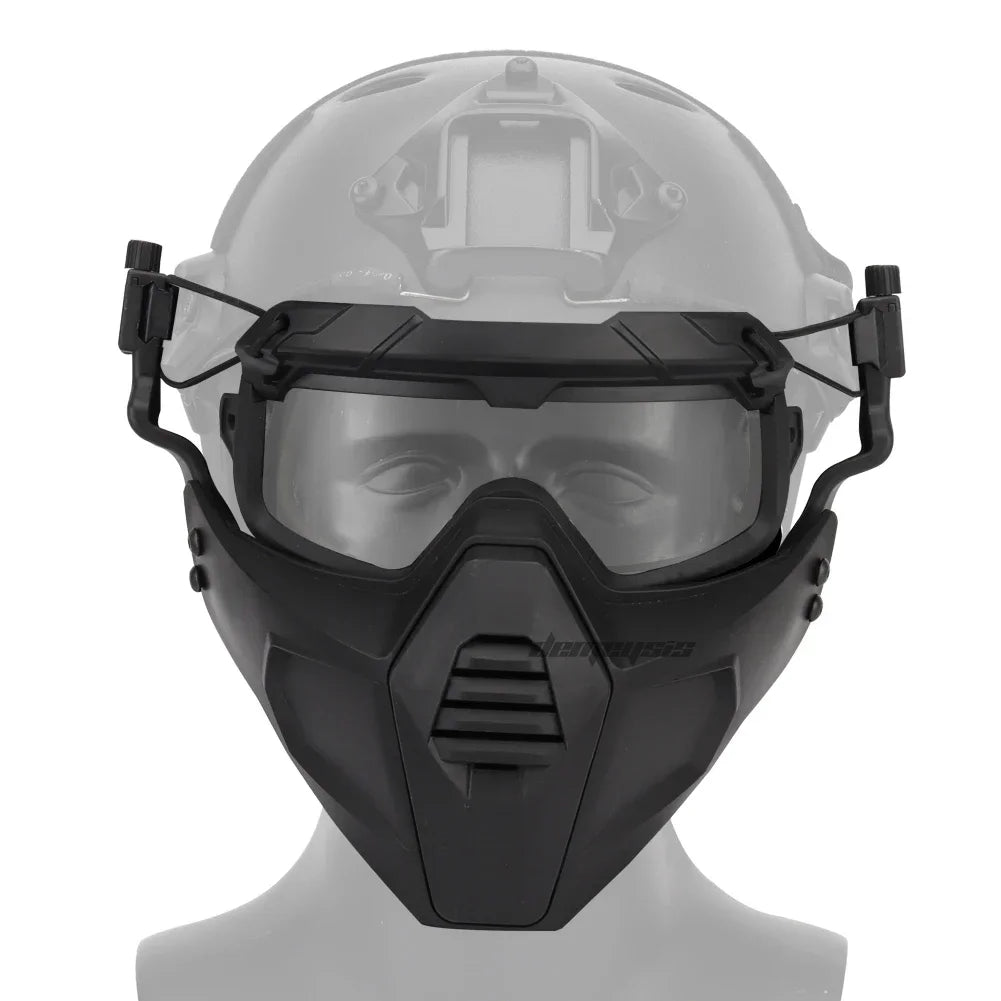 Premium Tactical FAST Helmet Half Face Mask with Flip Goggles – Hunting, Airsoft, Paintball Mask, Helmet Accessories for 