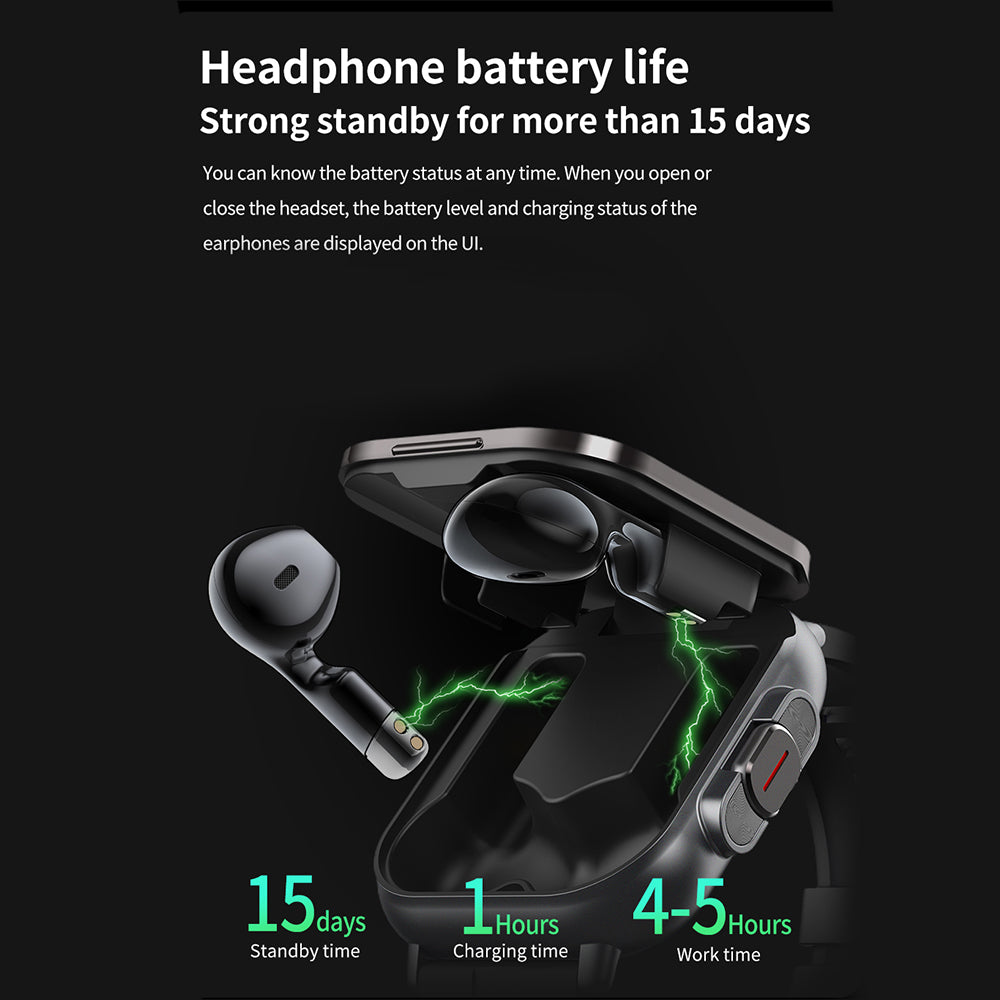 High Quality GPS Smartwatch with 2-in-1 TWS Earbuds – Bluetooth Call, Heart Rate, Blood Pressure & Health Monitoring, 