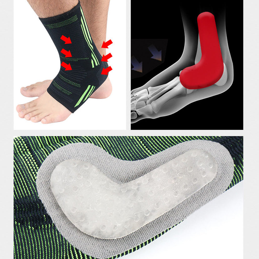 Premium Ankle Compression Sleeve for Men & Women - Silicone Gel Support, Open Toe Design, Pain Relief for Arch & Heel 