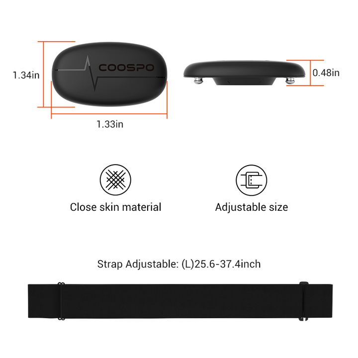 Premium Heart Rate Monitor Chest Strap – Bluetooth 4.0 & ANT+ Compatible, Waterproof Design for Garmin, Wahoo, Cycling,