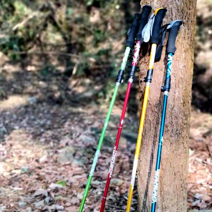 Premium Portable Folding Trekking Pole – Lightweight Alloy Shaft, Carbon Tungsten Steel Tip, Adjustable T-Handle, 4-Section 