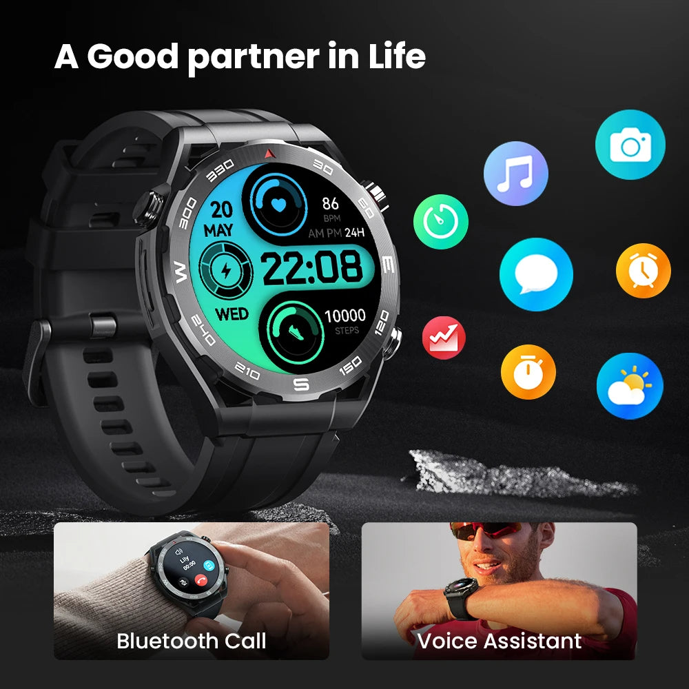 Premium Smartwatch with 1.43" AMOLED Display – GPS, 5ATM Water Resistance, 21-Day Battery Life, 100+ Sports Modes, Bluetooth 