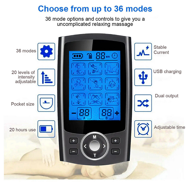 Premium Adjustable Electric Muscle Massager - Slimming Machine with 24 Modes, Rechargeable Design, and Intensity Control for 