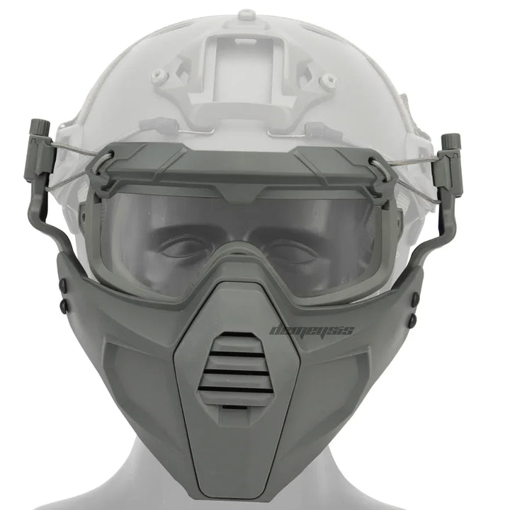 Premium Tactical FAST Helmet Half Face Mask with Flip Goggles – Hunting, Airsoft, Paintball Mask, Helmet Accessories for 