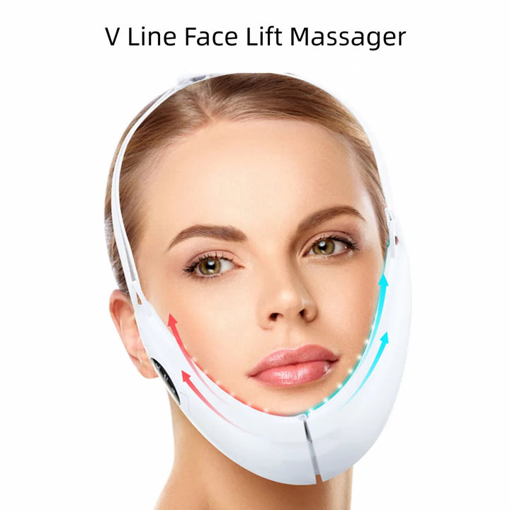 Luxury V Face Massager – 5 Modes Red & Blue Light Facial Beauty Device, Anti-Aging, Skin Tightening, Lifting V-Line Instrument, Rechargeable, Lightweight Design for Home Spa Treatments