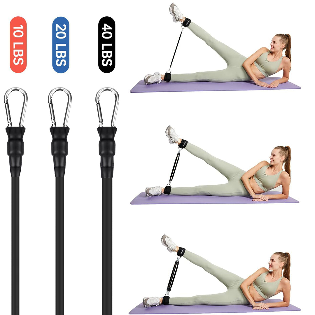 Premium Ankle Resistance Bands with Cuffs – Adjustable Leg & Butt Training Bands, 3 Resistance Levels (10/20/30 lb), for 