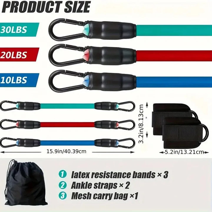 Premium Ankle Resistance Bands with Cuffs – Adjustable Leg & Butt Training Bands, 3 Resistance Levels (10/20/30 lb), for 