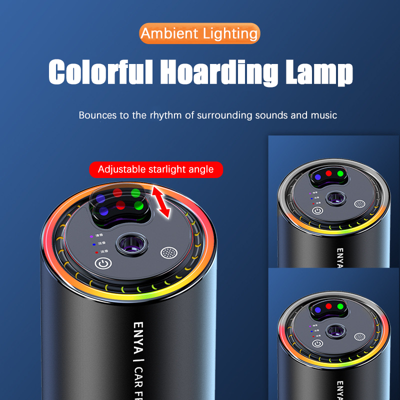 Premium 3-in-1 Car Air Freshener – Aromatherapy Essential Oil Diffuser with Adjustable Starry Sky Light, Music Rhythm Display