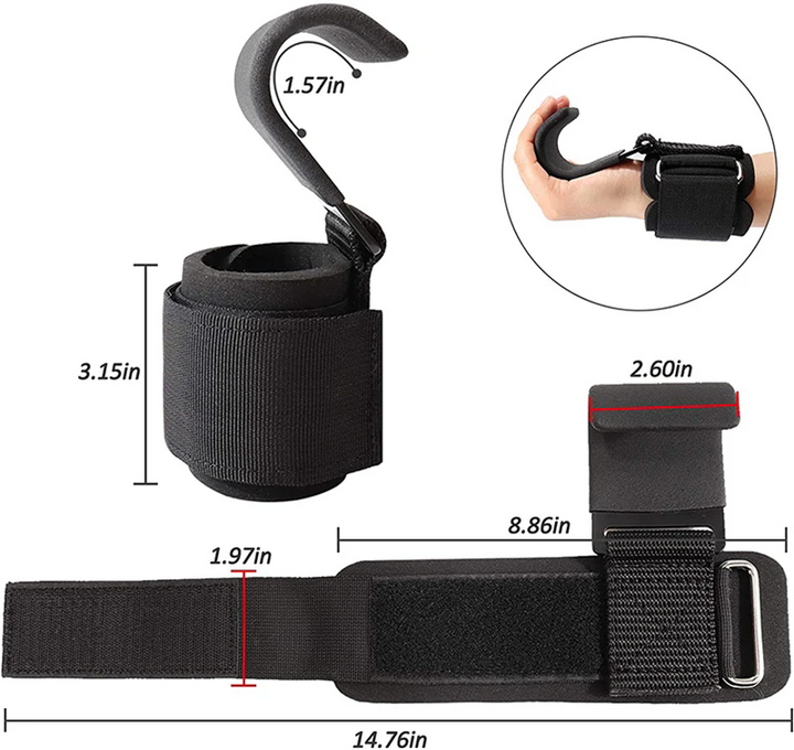 Premium Weight Lifting Hook Grips with Wrist Wraps – Hand-Bar Wrist Straps for Gym Fitness, Powerlifting, Pull-Ups, Heavy