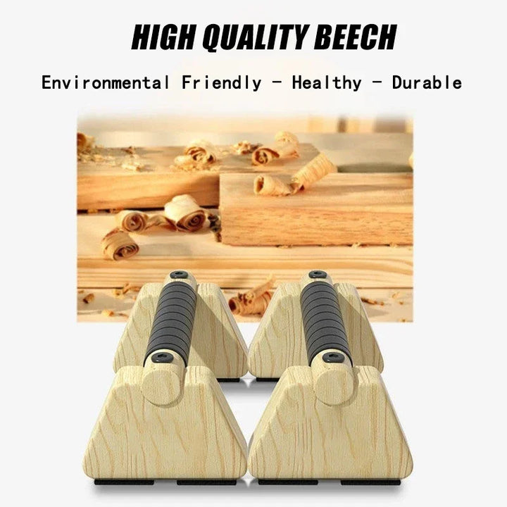 Premium Wooden Push-up Bars – Beech Wood Pull Up Stand Handles for Home Fitness, Calisthenics Exercise Equipment, Non-slip 