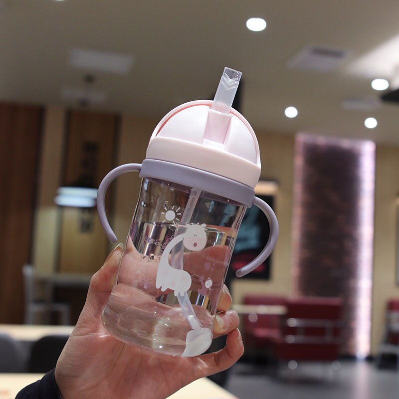 Premium 350ml Kids Drinking Cup – Wide Caliber, Spill-Proof Feeding Bottle with Straw & Gravity Ball, Durable & Easy for 