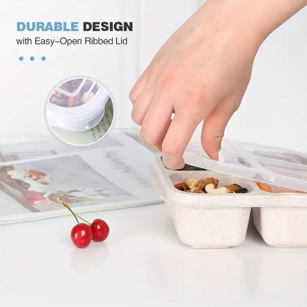 Premium Reusable 4-Grid Snack Containers – Portable Meal Prep Lunch Box, Leak-Proof, Large Capacity, Multi-Compartment 