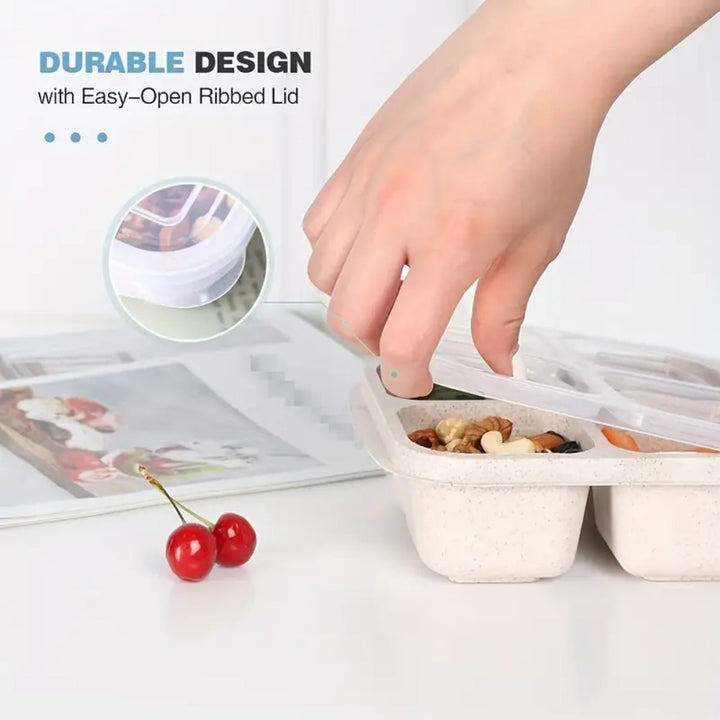 Premium Reusable 4-Grid Snack Containers – Portable Meal Prep Lunch Box, Leak-Proof, Large Capacity, Multi-Compartment 