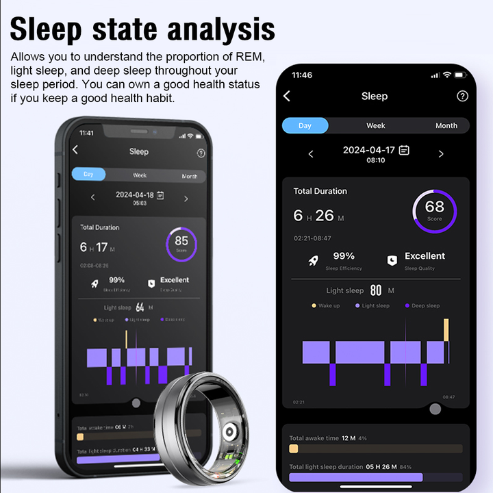 Premium Smart Ring – Heart Rate, Blood Oxygen, and Sleep Health Monitor for Men and Women, Waterproof 5ATM Fitness 