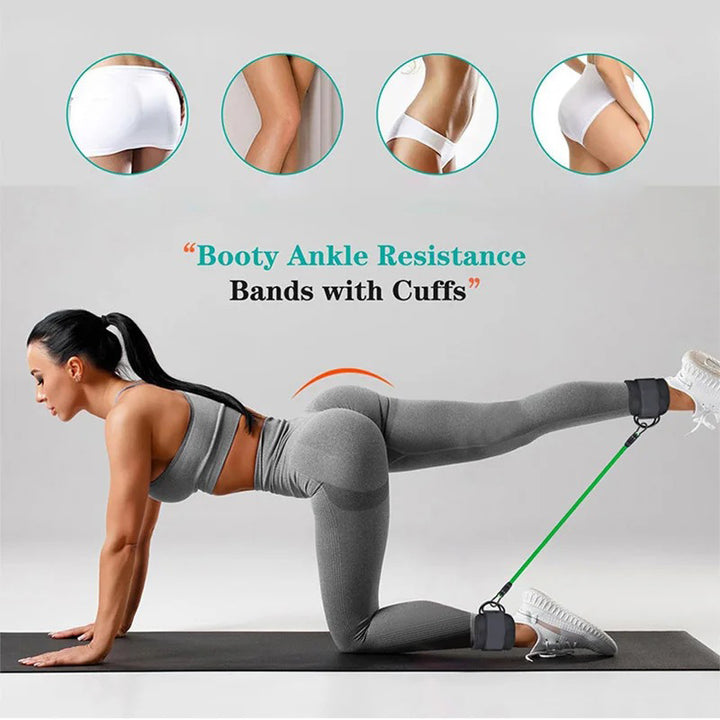 Premium Ankle Resistance Bands with Cuffs – Adjustable Leg & Butt Training Bands, 3 Resistance Levels (10/20/30 lb), for 