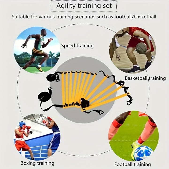 Premium Soccer Speed & Agility Training Set – 19.6ft Agility Ladder, Marking Disks, Training Cones & Parachute for Football