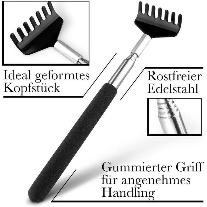High Quality Telescopic Back Scratcher - Stainless Steel Extendable Back Massager Tool with Hand-Shaped End, Adjustable