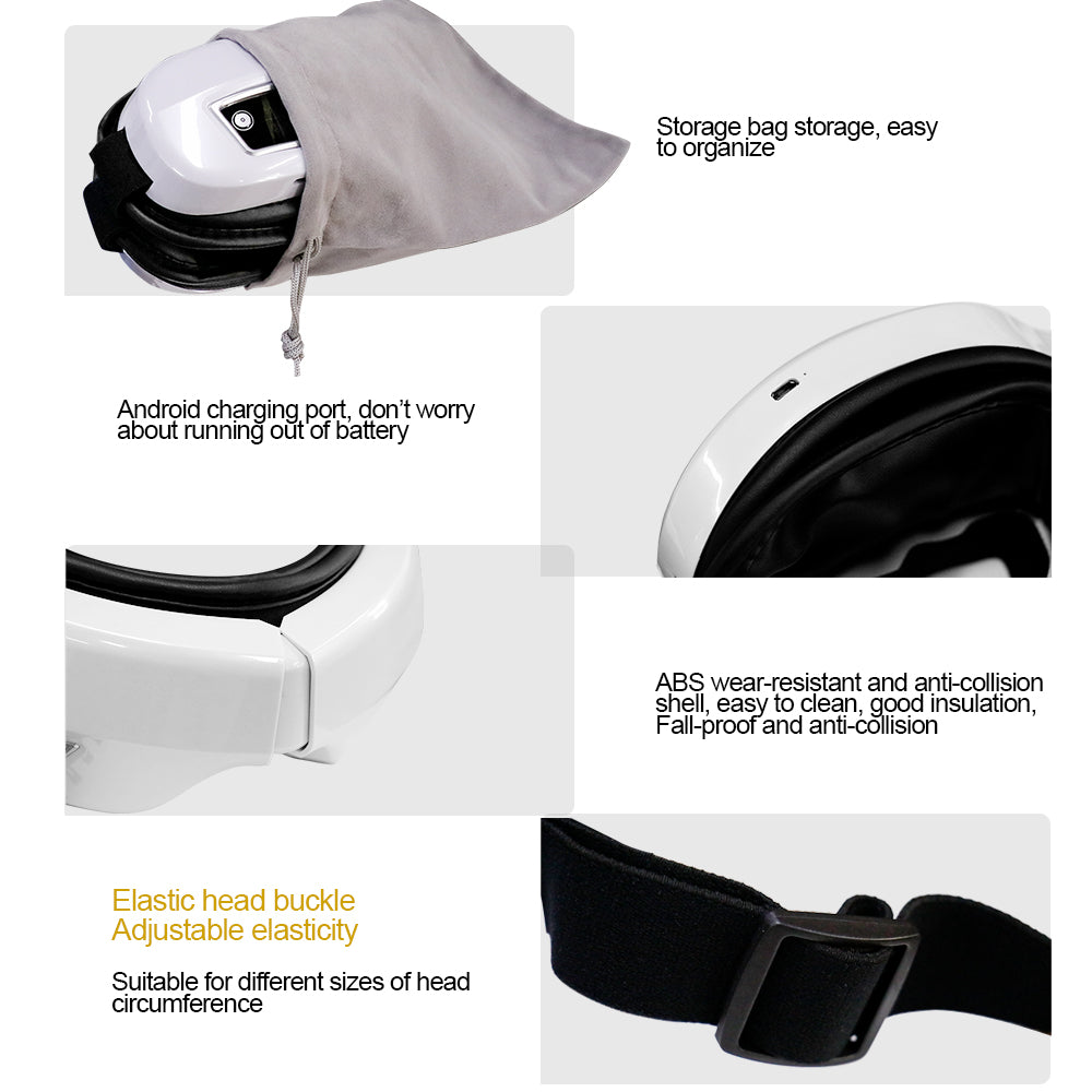 Premium Foldable Eye Massager – Vibration Airbag Pressure with Hot Compress and Bluetooth Music, Relieves Eye Fatigue