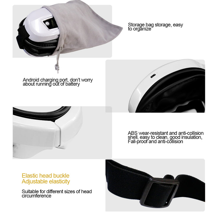 Premium Foldable Eye Massager – Vibration Airbag Pressure with Hot Compress and Bluetooth Music, Relieves Eye Fatigue