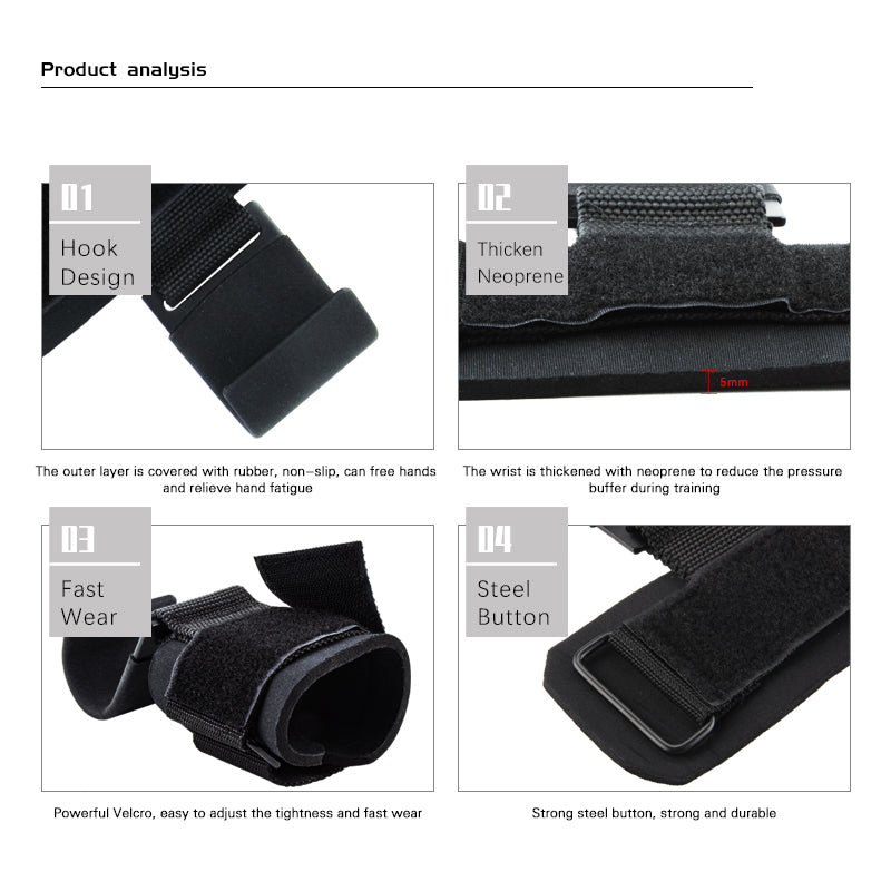 Premium Weight Lifting Hook Grips with Wrist Wraps – Hand-Bar Wrist Straps for Gym Fitness, Powerlifting, Pull-Ups, Heavy