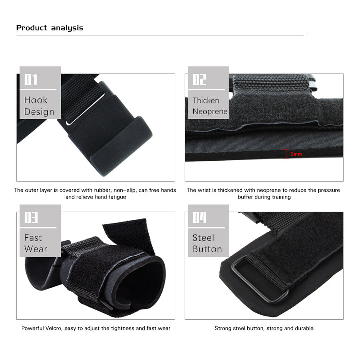 Premium Weight Lifting Hook Grips with Wrist Wraps – Hand-Bar Wrist Straps for Gym Fitness, Powerlifting, Pull-Ups, Heavy