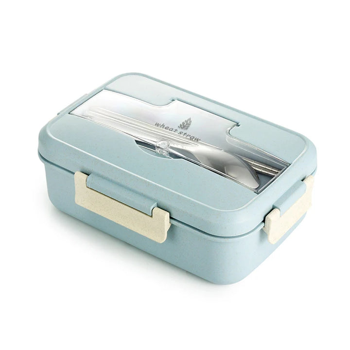 Premium Microwave Lunch Box – Wheat Straw Bento Box for Kids & Adults, Food Storage Container with Spoon & Chopsticks, Eco-