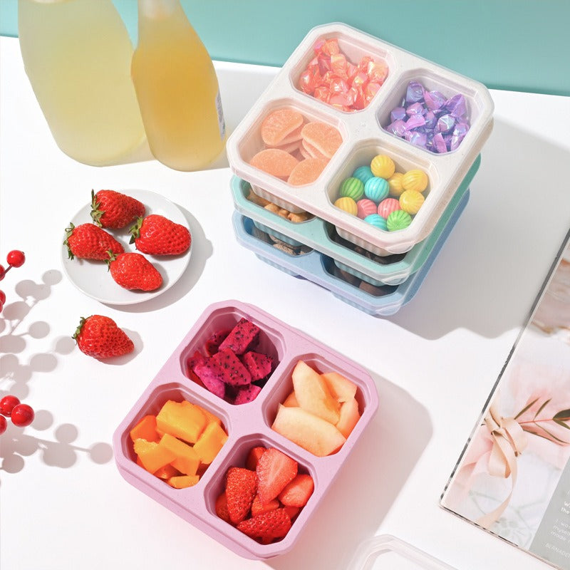 Premium Reusable 4-Grid Snack Containers – Portable Meal Prep Lunch Box, Leak-Proof, Large Capacity, Multi-Compartment 