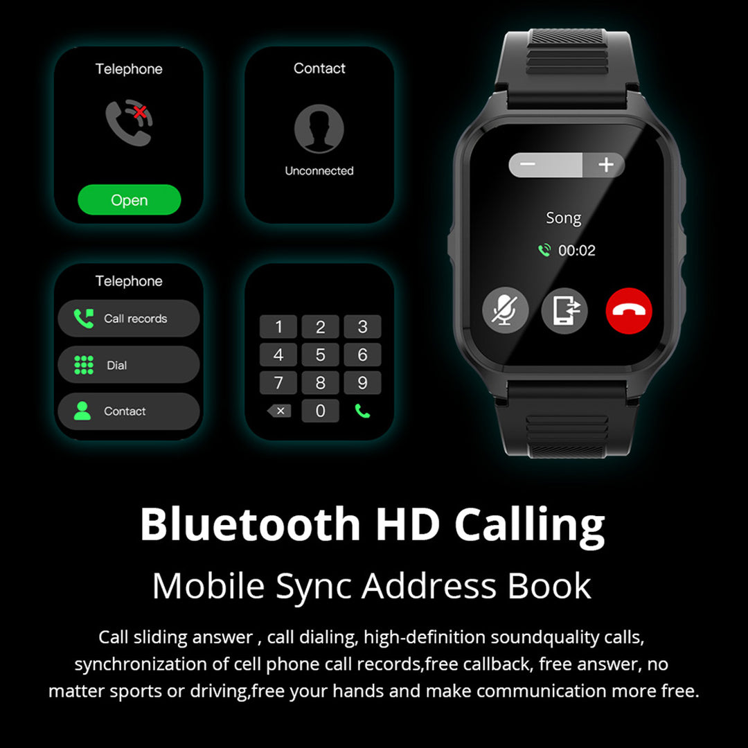 Premium Outdoor Military Smartwatch for Men – 1.9" Display, Bluetooth Calling, 3ATM Waterproof, Heart Rate, Blood Oxygen, 
