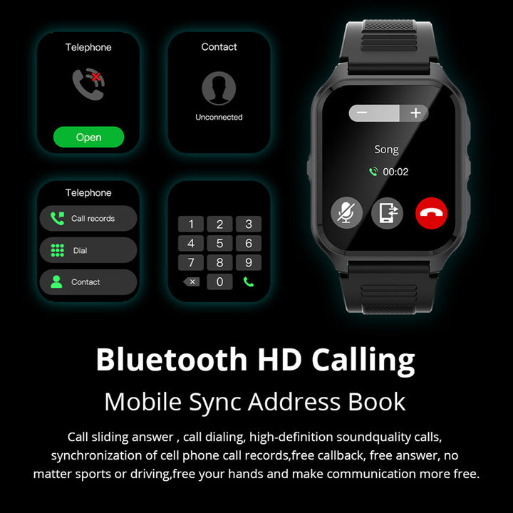 Premium Outdoor Military Smartwatch for Men – 1.9" Display, Bluetooth Calling, 3ATM Waterproof, Heart Rate, Blood Oxygen, 